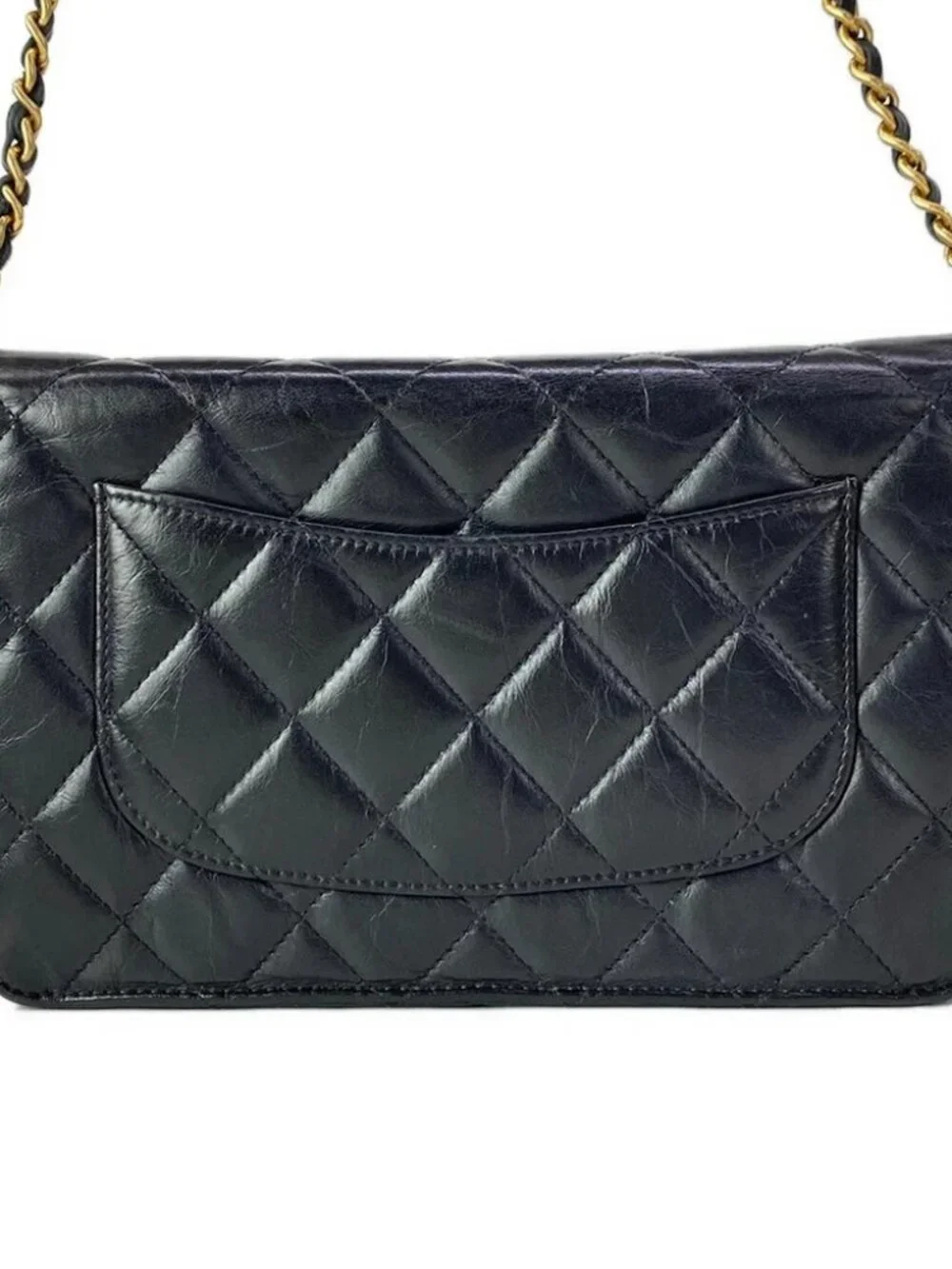 CHANEL Icon Charm Black Vintage Calf Shoulder Bag gold hardware